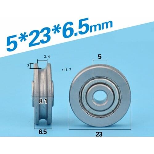 [U0523-6.5]10PCS high quality chrome steel Gcr15 U/V groove type track roller wheel sliding door pulley 0523UU 5*23*6.5mm