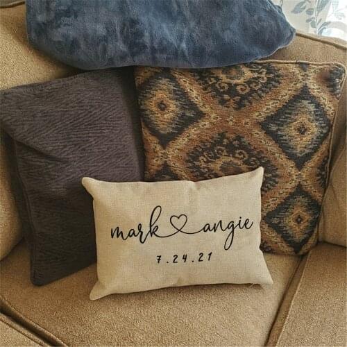 Custom Bridal Shower Gift Unique Wedding Gift For Couple Personalized Pillow Cover Home Living Room Decorative Pillow Cover