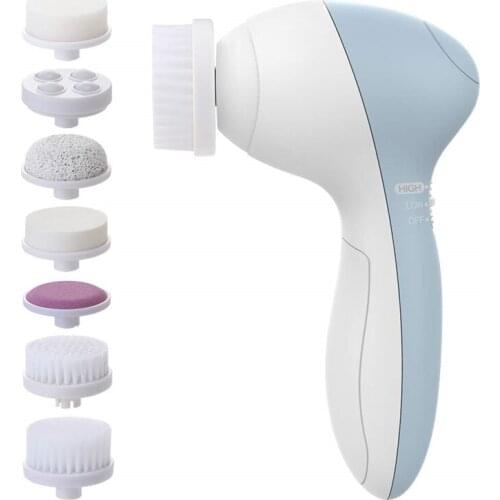 Linkway Waterproof Cleansing Brush And Massager With 7 Brush Heads,Suitable For Deep Cleansing,Exfoliation,Blackhead Removal