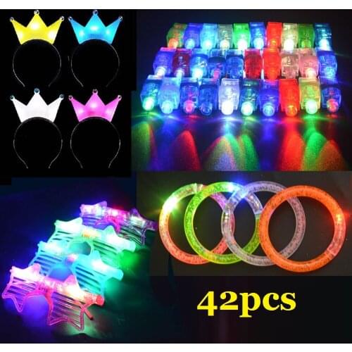 LED Light Up Toys Girls Hair Clip Flower Garland Wreath Finger Lights Glasses Bracelet Headband Glow in the Dark Prizes