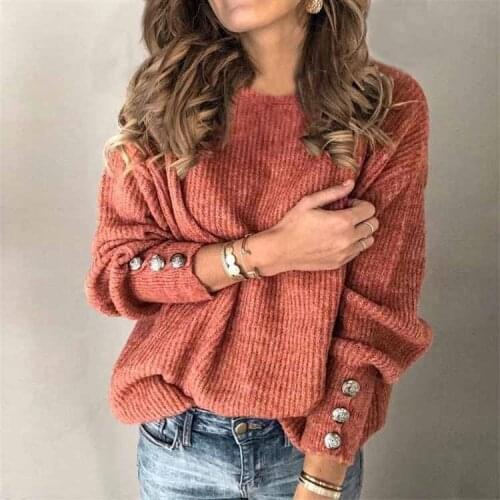 2021 Fall Winter Woman Sweaters Fashion Solid Color Pullover O-Neck Warm Long Sleeve Sweater Clothes WomenBlack Tops Femme