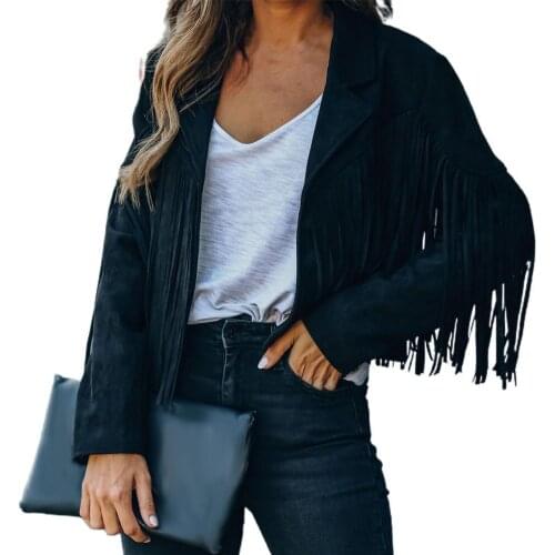 High Street Women Short Coat Turn-down Collar Solid Color Tassel Spring Autumn Cardigan Ladies Parties Cardigan Jacket