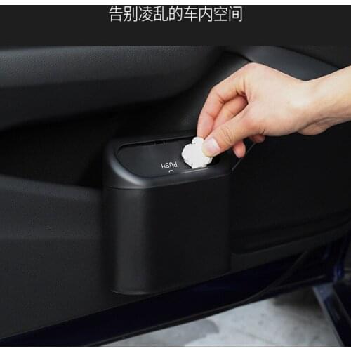 1pcs Car Trash Can Interior Organizer Storage Box Car Garbage Bag Press Sealed Trash Can Auto Storage Bin Accessories
