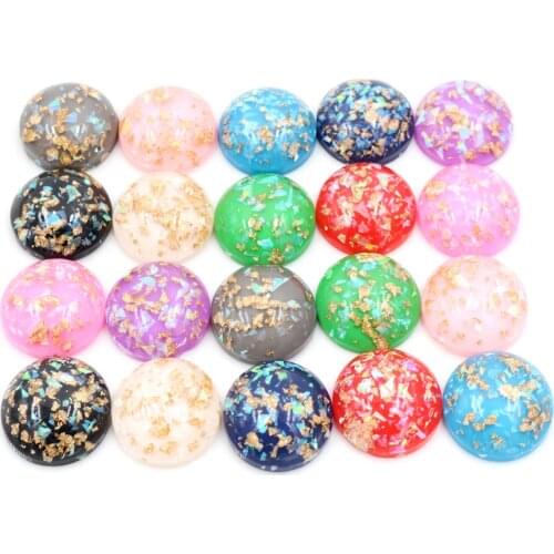 20mm 10pcs/Lot New Fashion Mix Color Built-in metal foil Flat back Resin Cabochons Cameo