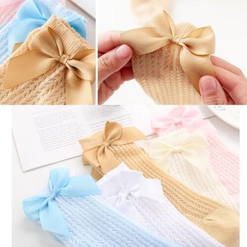 2020 New Cute Bowknot Baby Socks Cotton Bows Baby Girls Knee Socks Spring Summer Mesh Kids Infant Toddler Knee High Socks 0-2Y