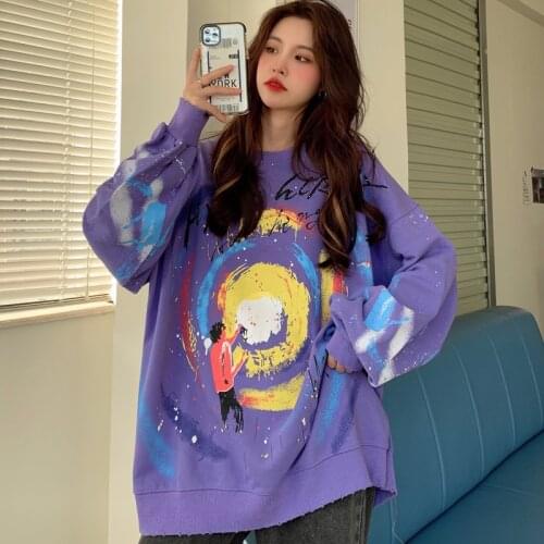 2020 Autumn Womans Hoodies Oversize Female Loose Tie Dye Women Sweatshirts Lady Fashion Plus Size