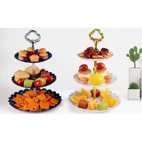 3 Tier Wedding Birthday Party Cake Plate Afternoon Tea Dessert Stand Tray Fruit Snacks Display Tower