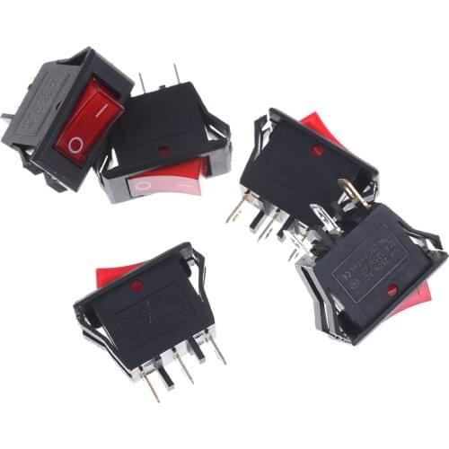 5pcs/lot Red Boat Rocker Switch AC15A/250V 20A/125V ON-OFF SPST 2 Position 3 Pins Boat Rocker