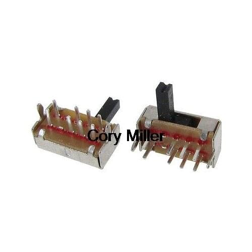 8 Pin 3 Position ON/ON/ON 2P3T Panel PCB Mount Mini Slide Switch 90 Degree