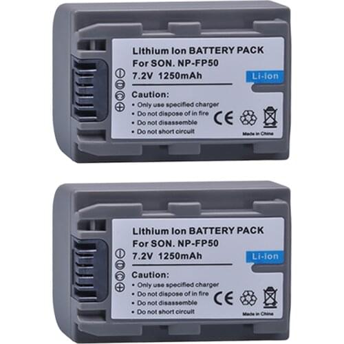 Batmax 2PCS NP-FP50 NPFP50 Battery for Sony NP-FP30 NP-FP50 NP-FP60 NP-FP70 NP-FP71 NP-FP90 Sony DCR-SX40 SX40R SX41 HDR-CX105