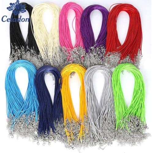 30 Pcs/lot Faux Leather Chains Bracelet Choker Necklace With Lobster Clasp DIY Jewelry Making Findings String Cord 1.5 mm