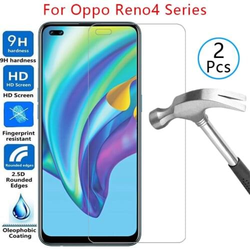 Case for oppo reno4 reno5 lite f cover screen protector tempered glass on remo 4f 5f 4lite 5lite light protective phone coque 9h