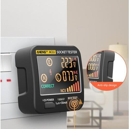Digital Smart Socket Tester Voltage Test Socket Detector Ground Zero Line Phase Check Rcd NCV Socket Leakage Detector Voltmeter