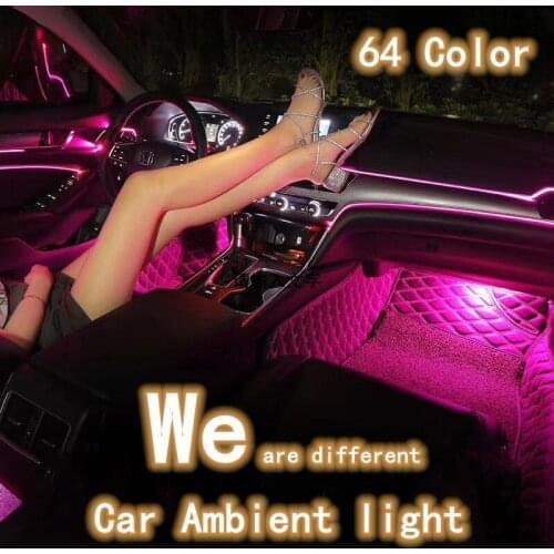 Auto Interior Decorative Ambient Neon Lamp Car Atmosphere Lights EL Neon Wire Strip Light RGB Multiple Modes App Sound Control