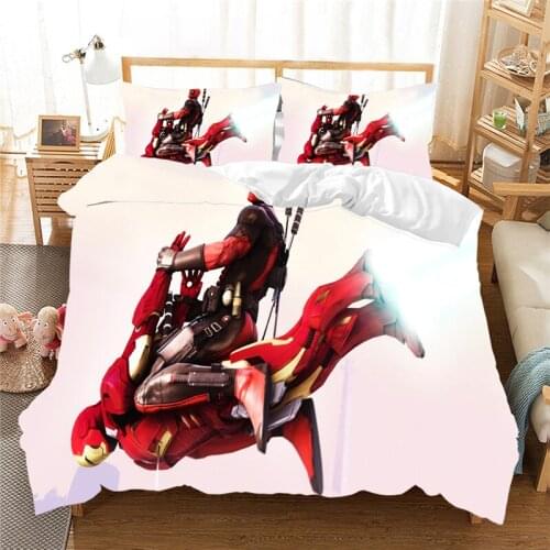 Disney Deadpool bedding Spider Man 3 piece set custom bedding set Polyester quilt cover large Double Bed Duvet Cover Queen King