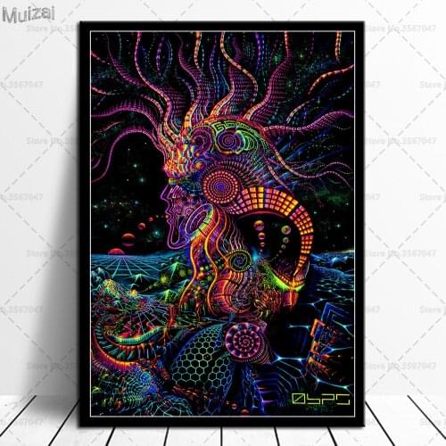 Art Poster Psychedelic Mushroom Wall Pictures Trippy Abstract Acid Lsd Acrylic Canvas Retro Prints for Living Room Home Decor