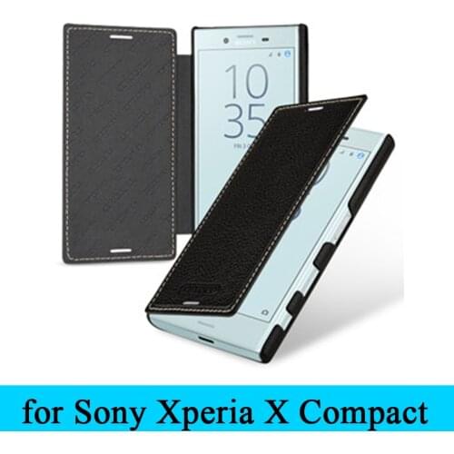 Classic Style Top Grade Cow Genuine Leather Case Business Flip Cover Skin for Sony Xperia X Compact F5321+Gift Free Shipping