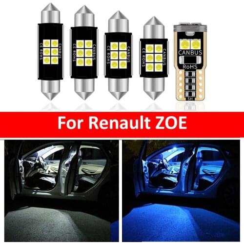 9Pcs Car White Interior LED Light Bulbs Package Kit For Renault ZOE 2013-2017 Map Dome Trunk Lamp Ice Blue
