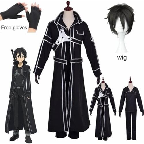 Anime Sword Art Online Kirito Cosplay Costume Fancy Halloween Costumes for Adult Men Kirito SAO Kirigaya Kazuto Costume Suit