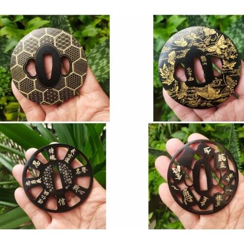 Nice Iron Tsuba Round Accessory Fitting Case For Japanese Samurai katana Sword Tachi Wakizashi Tanto Blade 3 types are available