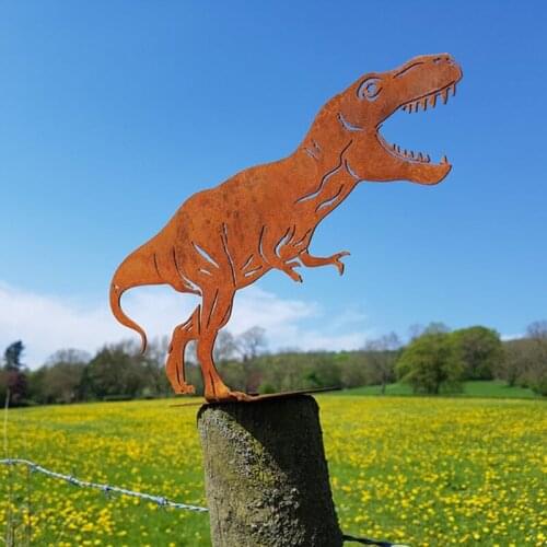 Metal Decoration Crafts Dinosaur Ornament Durable Corrosion-resistant Crafts Decoration for Home Garden Courtyard Creative Gift