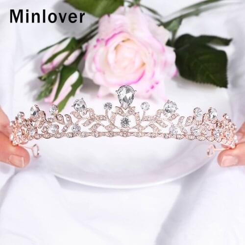 Minlover Wedding Tiaras and Crowns for Brides Crystal Bridal Hair Accessories Rhinestone Princess Pageant Diadem Headbands HG250