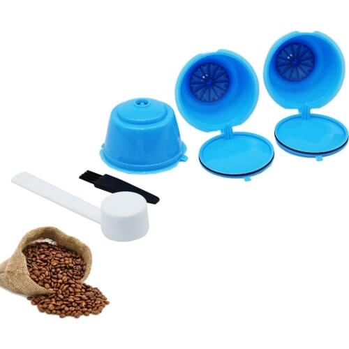 3Pc Reusable Coffee Capsule Filter Cup for Nescafe Dolce Gusto Refillable Capsule Spoon Brush Soft Taste Sweet Filter Basket Pod