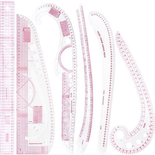 Nonvor 6 Pcs French Curve Rulers Set French Curve Metric Grading Rulers Tailor Drawing Template Craft Tool Set