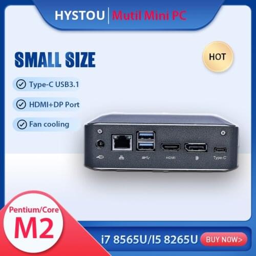 Hot Sale Desktop Office Mini PC Intel Core i7 8565U i5 8265U Small size box i3 8145U Windows 10 Protable computer M.2 WIFI BT5.0