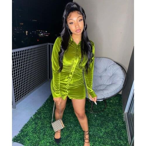 2021 New European And American Autumn Fashion Sexy Nightclub Solid Color Multi-Color Slim Wrap Hip Short Dress