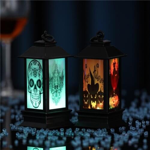 2021 New Halloween Decoration LED Candles Tea Light Vintage Castle Pumpkin Ghost Hanging Lantern Lamp Party Home Supplies