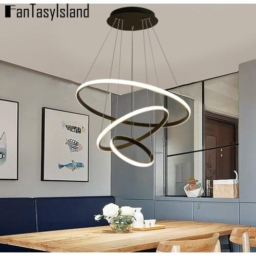 New Modern LED Chandeliers Lights For Living Room Dining Room Bedroom Circle Round Ring Indoor Lighting Hanging Lamps Chandelier