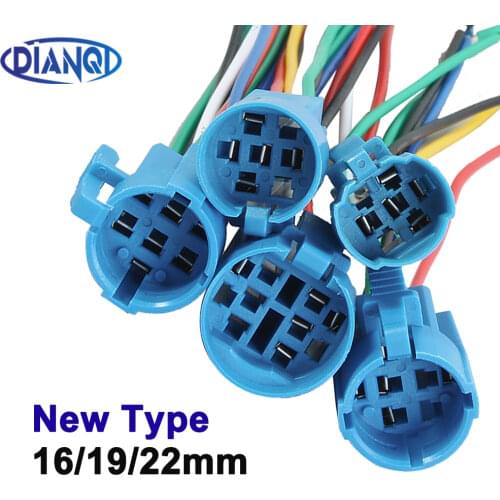 16mm 19mm 22mm new type socket for metal push button socket wiring 5 wires stable lamp light button Terminals base