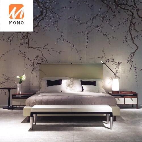 Chinoiserie Wallpaper Plum Blossom Non-woven Hand Made Metallic Wallpapers