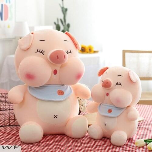 Zqswkl 25/35/45cm pig plush toy cartoon scarf pink kawaii doll girl stuffed toys pillow hugs children christmas birthday gift