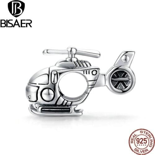 BISAER 2020 Beads 925 Sterling Silver Charms Expedition Helicopter Pendant Fit Original Bracelets Necklace Jewelry Gift ECC1699