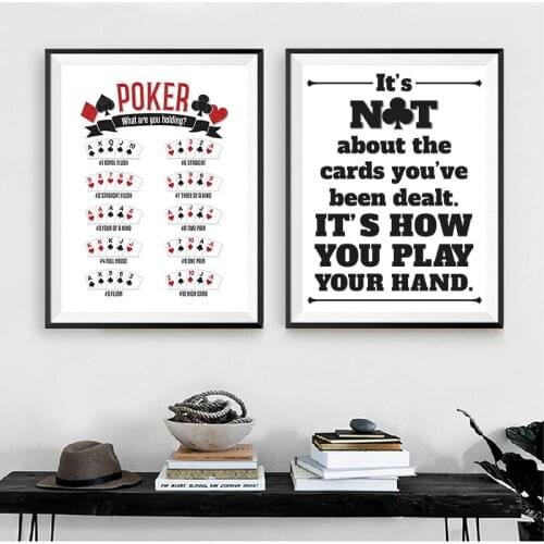 Poker Hand Ranking Posters and Prints Game Room Casino Wall Art Picture Bar Pub Canvas Painting Man Cave Decor Fathers Day Gift