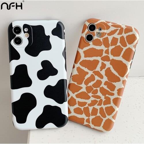 For iPhone 11 Pro Max Cute Animal Print Shockproof Phone Case On SE 2020 XR Xs Max 7 8 Plus Full Silicone Protection Matte Cover