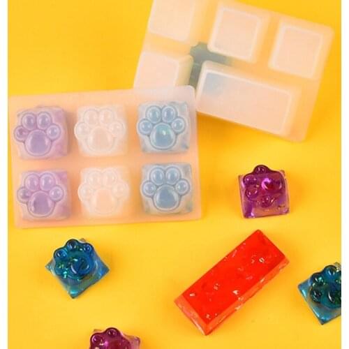 Crystal Epoxy Resin Casting Mold DIY Mechanical Keyboard Key Cap Silicone Mold Cat Paw Mold