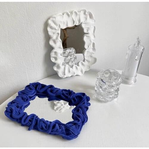 Rectangular Mirror Decorative Mirror Tabletop Ornament Photo Prop Ins Style Light Clay DIY Handmade Mirror