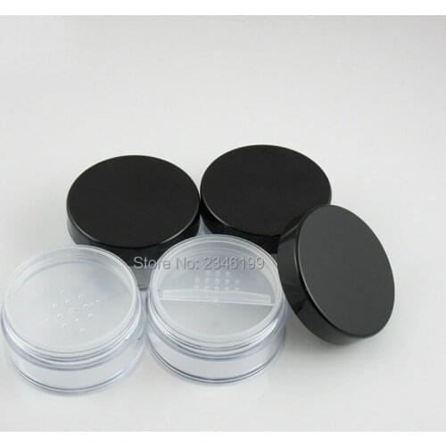 Empty Honey Powder Case 20g Black Cover Loose Powder Box Transparent Double Layer Pearl Powder With Puff Cosmetic Container30pcs