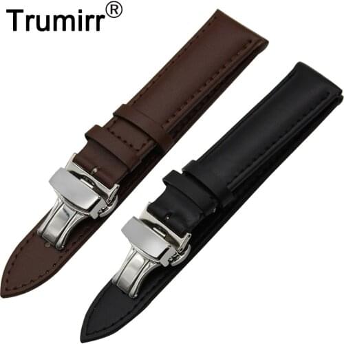 22mm Genuine Leather Watch Band for LG G Watch W100 / W110 / Urbane W150 Butterfly Buckle Watchband Strap Wrist Belt Bracelet