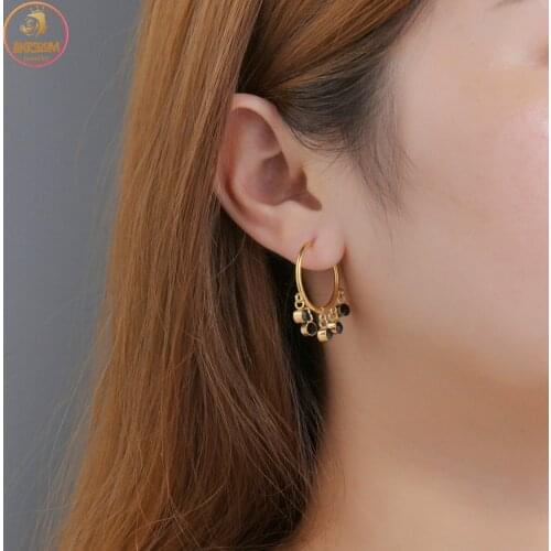 Akizoom Earring Sweet Romantic with Diamond Stone for Women 14K Gold Color Trend Fashion Hoop Earrings Jewelry Birthday Gift