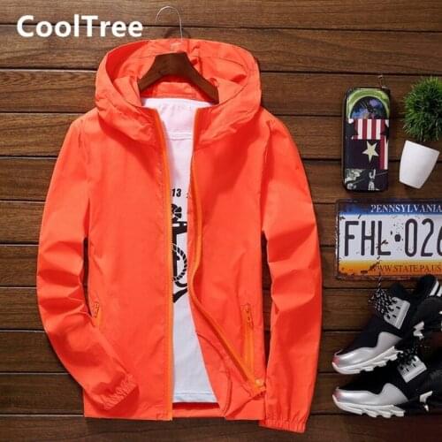CoolTree Men Women Sun protection Jackets Spring Summer Solid color Thin Hooded Coat Couple Slim Fit Zipper Outerwear Streetwear