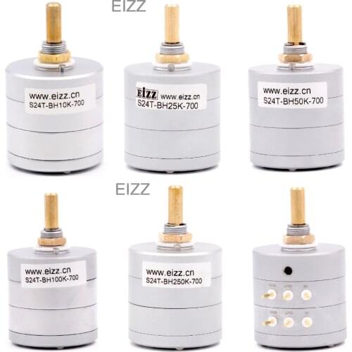EIZZ Stereo 10K 25K 50K 100K 250K 24 Steps Volume Potentiometer LOG Stepped Attenuator Gold Plated Copper Pins Hifi Audio DIY