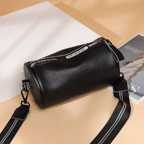 New Top Quality Pure Cowhide Shoulder Bags Barrel type Messenger Bag Genuine Leather Fashion Ladies Crossbody Bags Female Bolsas