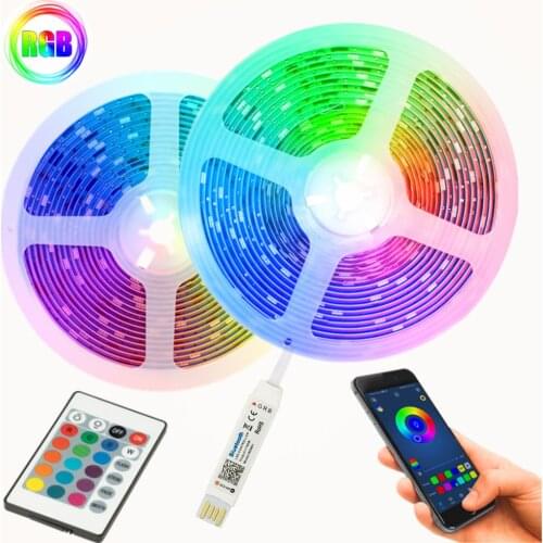 LED Strip Light RGB 5050 Bedroom Background Decoration 5M Flexible Diode String Lamp Decor USB Infrared Remote Bluetooth Control