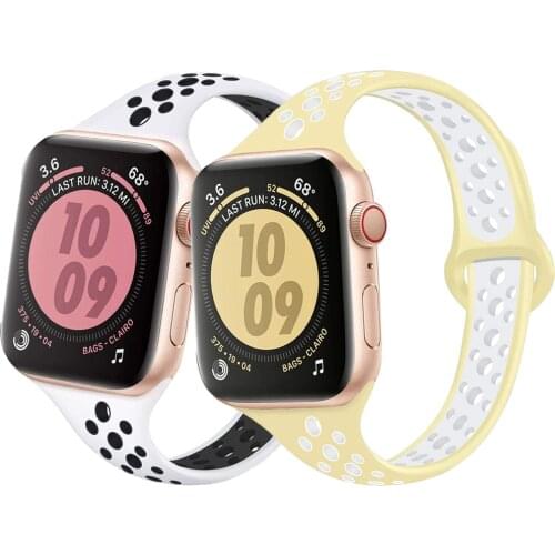 Slim Strap For Apple Watch band 44mm 40mm iWatch Band 38mm 42mm Breathable Sport silicone bracelet for Apple watch 6 5 4 3 se 2