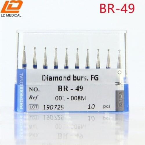 5pcs High Quality Dental Diamond Burs Drill Ball Round Type Burs dental tools FG 1.6M for Teeth Whitening BR-49