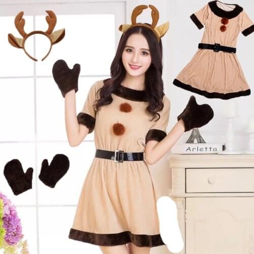 Christmas Cosplay Costumes for Women Santa Claus Xmas Elk Dress Sexy Performance Party Warm Clothes Stage Performance 2021 New